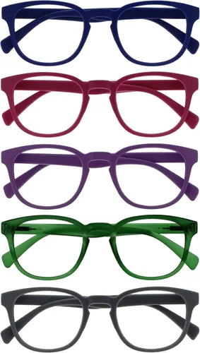 Miniatura 19 de OPULIZE Gafas de lectura POP y lentes de sol de lectura para mujeres y hombres, marco redondo mate resistente a los arañazos con bisagras de Paquete