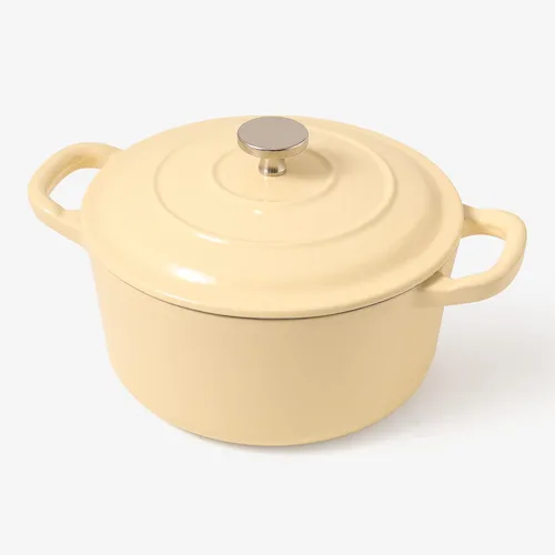 Miniatura 3 de RJ Legend Horno holandés de hierro fundido pre-sazonado de 1.9 cuartos de galón con asa, esmaltado, beige