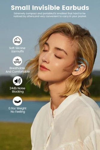 Miniatura 2 de Auriculares para dormir, 5.4 Bluetooth con cancelación de ruido para dormir, ultra delgados, a prueba de sueño lateral, inalámbricos