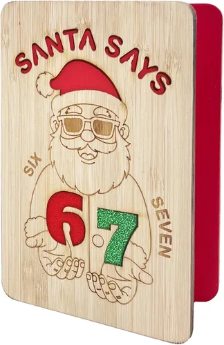 Miniatura 9 de 67 divertidas tarjetas de madera de Navidad, Ho Merry Chaos‑Mas, interior rojo en blanco para mensaje personalizado, regalo para familiares