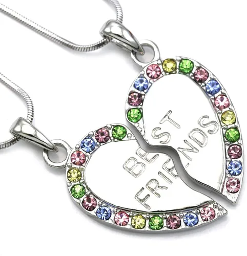 Miniatura 2 de SoulBreezeCollection Best Friends Forever BFF - Collar con dije de corazón para adolescentes y mujeres grabadas, Estrás