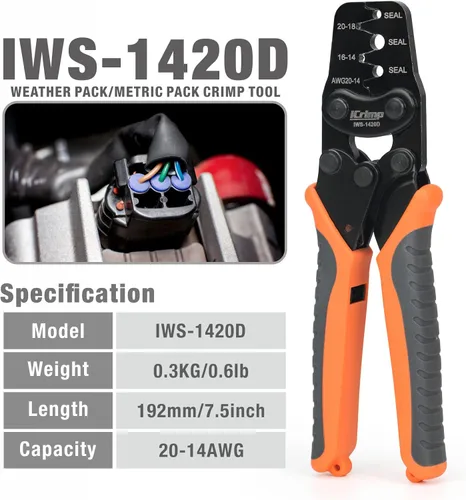 Miniatura 2 de iCrimp Weather-Pack/Metri-Pack Herramienta de prensado, 20-14 AWG para terminales sellados y sin sellar Delphi Packard