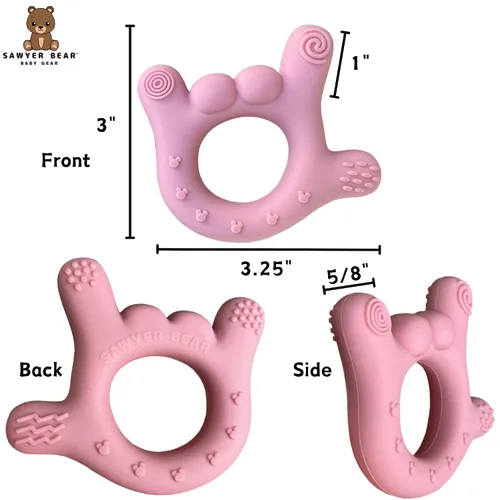 Miniatura 3 de Mordedor de mano de silicona – I Love You Baby Teething Toy 0-12 meses BPA – Alivio de la dentición para niños pequeños Mordedores masajeadores