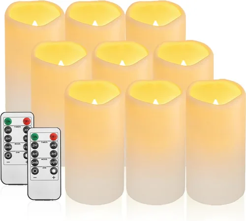 Miniatura 17 de Paquete de 2 velas de plástico sin llama para exteriores con control remoto y temporizador, velas LED parpadeantes que funcionan