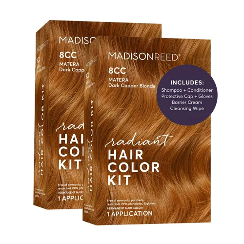 Madison Reed Radiant - Kit de tinte para el cabello – 8CC rubio cobrizo vivo oscuro (caléndula matera), tinte permanente para el cabello de color