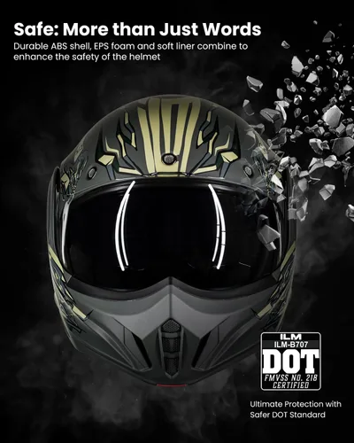 Miniatura 6 de ILM Casco modular de motocicleta vintage de cara completa para adultos y hombres, ATV UTV con protector de barbilla reversible de 180° DOT