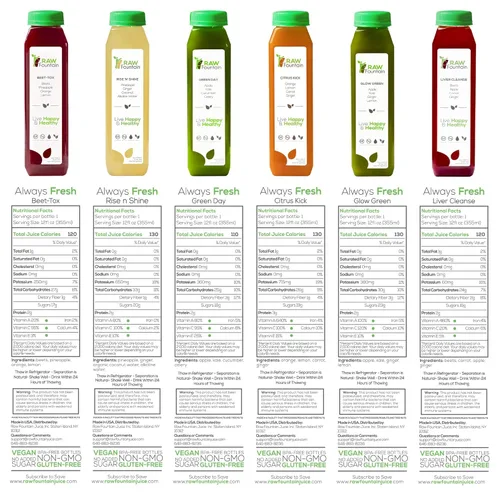 Miniatura 6 de Limpieza de jugo de 3 días de Raw Fountain, limpieza natural de desintoxicación cruda, jugos de frutas y verduras prensados en frío, sabrosos