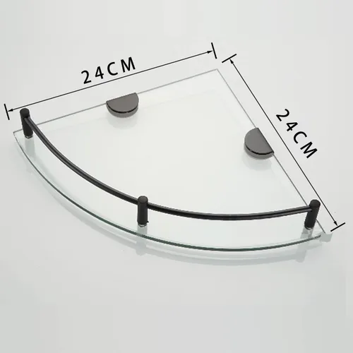 Miniatura 5 de Organizador de ducha esquinero para baño, estantes de baño de vidrio templado de 9.5 pulgadas montados en la pared, organizador de ducha 2-Tier