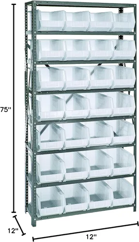 Miniatura 98 de Quantum QSBU-245BK Heavy Duty Shelving Unit with (7) Shelves and (24) QUS245 Black Bins for Garage Warehouse Storage Distribution 400 lb Load