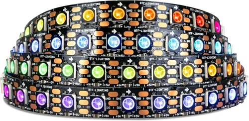Miniatura 11 de SEZO WS2812B ECO Tira de luz LED 16.4 pies/5M 60 LED/m 300 píxeles, direccionable individualmente, programable, 5050SMD, RGB, aleación, cables Negro