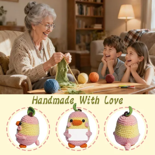 Miniatura 8 de Regalos personalizados para mujeres, hombres, mamá, papá - Tarjetas de regalo en blanco - Pato de peluche de ganchillo hecho a mano de apoyo Tarjeta