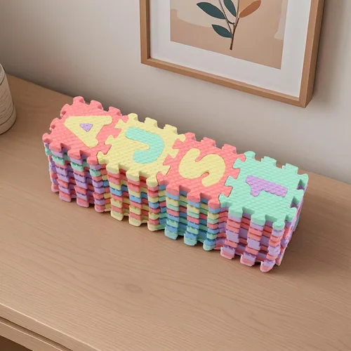 Miniatura 7 de 36 figuras de espuma en miniatura para pisos, 1.9 pulgadas, mini alfombrillas entrelazadas del alfabeto y números, azulejos de EVA para escritorio