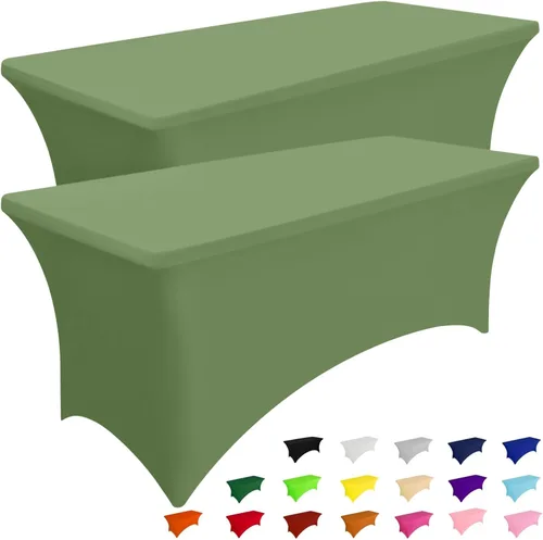 Miniatura 21 de Smiry Paquete de 2 manteles de elastano de 6 pies, fundas de mesa elásticas ajustables extensibles, lavables y sin arrugas, rectangulares para mesa