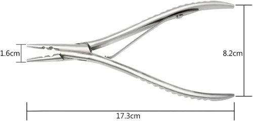 Miniatura 2 de 1 pieza de extensiones de cabello de acero inoxidable y alicates de extracción con 2 agujeros, herramienta de extensión de cabello para micro