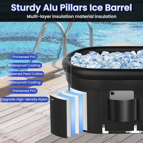 Miniatura 3 de Bañera de hielo para adultos, fitness, personas atletas, actualización XL de 140 galones, bañera fría portátil ovalada, gimnasios interiores
