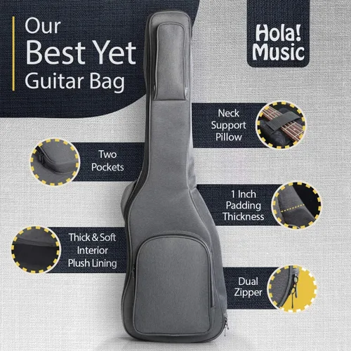 Miniatura 2 de Hola! Music Estuche para guitarra bajo eléctrico, bolsa suave de 41 pulgadas para guitarras eléctricas con acolchado de 1 pulgada, bolsillos