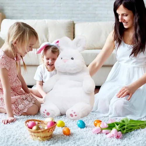 Miniatura 5 de ARELUX Almohada de felpa gigante de conejo de 22 pulgadas, gran animal de peluche para abrazar: suave, cuerpo grande para dormir, almohada esponjosa