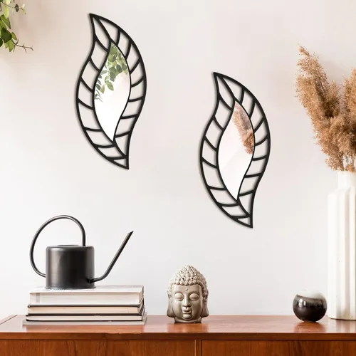 Miniatura 3 de Roowest 2 piezas espejo decorativo decoración de pared hoja lágrima espejo montado en pared decoraciones para sala de estar dormitorio baño tocador