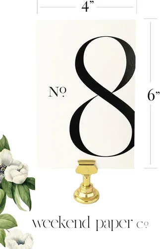 Miniatura 2 de Weekend Paper Co.™ Números modernos para mesa de boda, diseño moderno de una sola cara de 4 x 6 pulgadas, tinta negra mate, números del 1 al 25 más