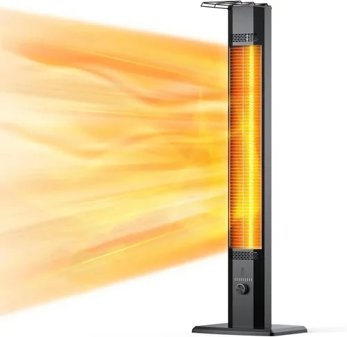 FLOWBREEZE Calentador de patio, calentador portátil para exteriores, 1200 W, calefacción instantánea 3S, calentador infrarrojo con temporizador de
