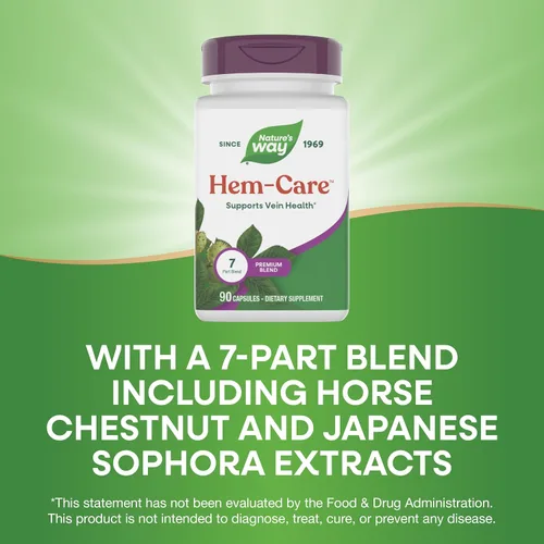 Miniatura 4 de Nature's Way Premium Hem-Care - Mezcla única para la salud de las venas*, con vitaminas C y E, colina, calcio, fósforo, extracto de castaño
