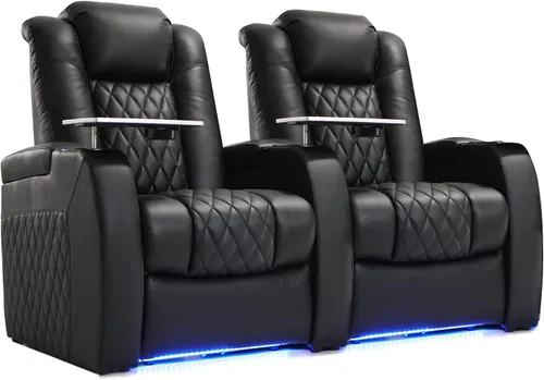 Miniatura 19 de Weilianda Asientos de Cine en Casa de Cuero de Grano Superior Silla Reclinable con Reposacabezas Eléctrico y Reclinación Asientos de Película Sofá
