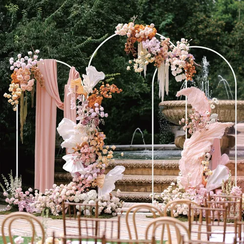 Miniatura 5 de Asee'm Juego de soportes de arco de boda de 3 piezas (2.2 m, 2 m, 1.8 m) Marco de fondo arqueado de metal blanco para ceremonias, fiestas