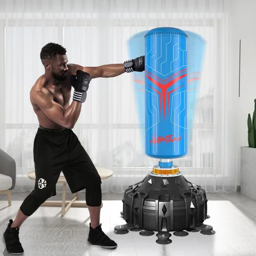 Miniatura 5 de Saco de boxeo con soporte para adultos de 70 pulgadas con guantes de boxeo, bolsa de boxeo con soporte, amortiguador, base de ventosa, soporte