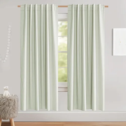 Miniatura 96 de NICETOWN Cortinas 100% opacas de 63 pulgadas de largo, 2 paneles de cortinas cortas con aislamiento térmico con forro para dormitorio, cortinas