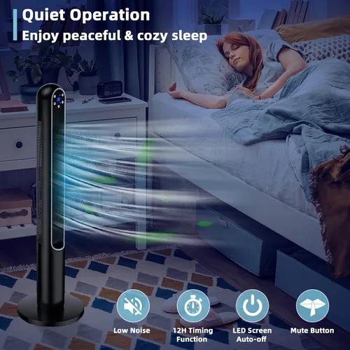 Miniatura 3 de Tangkula Ventilador de torre de 42 pulgadas con control remoto, ventilador de pie oscilante de 80˚ con pantalla LED, temporizador de 12 horas y 3