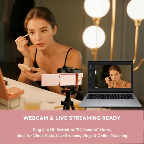 Miniatura 7 de Cámara digital 6K para fotografía con enfoque automático, cámara de videoblogs WiFi de 64MP para YouTube con pantalla giratoria de 3" 180°, zoom Rosa