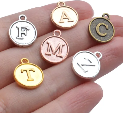 Miniatura 7 de Aylifu 156 dijes de letras del alfabeto A-Z, colgantes de letra mayúscula para collares, pulseras, joyas, manualidades, 6
