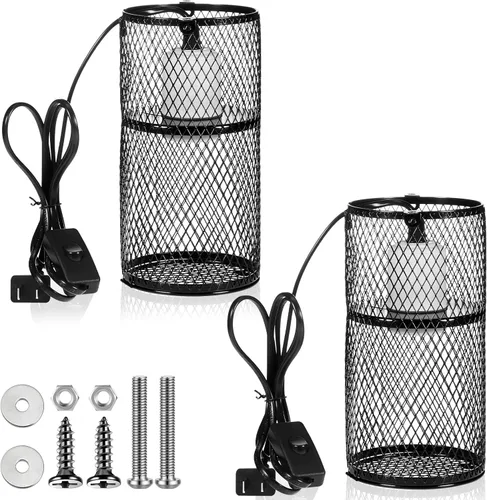 Miniatura 7 de VIHOSE Protector de lámpara de calor para reptiles con emisor de calor de cerámica de 150 W, soporte de lámpara de calefacción antiquemaduras, jaula
