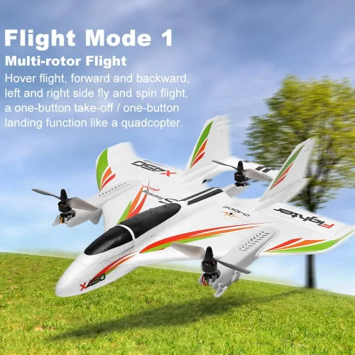 Miniatura 4 de GoolRC WLtoys XK X450 - Avión a control remoto, 2.4G 6CH Glider avión de ala fija, 3 modelos de vuelo, helicóptero sin escobillas, aterrizaje