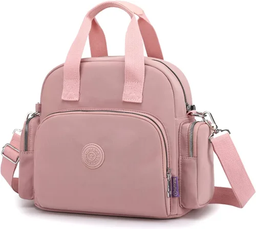 Miniatura 12 de PORRASSO Mochila para mujer, bolso de hombro multifuncional con puerto de carga USB, bolso cruzado de nailon para trabajo, viajes, citas, negro