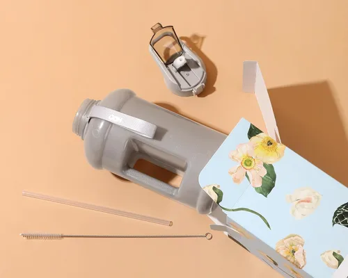 Miniatura 6 de H2O Capsule INSPO Botella de agua de medio galón con marcador de tiempo y popote. Motivacional seguidor de hidratación. Jarra grande sin BPA, segura