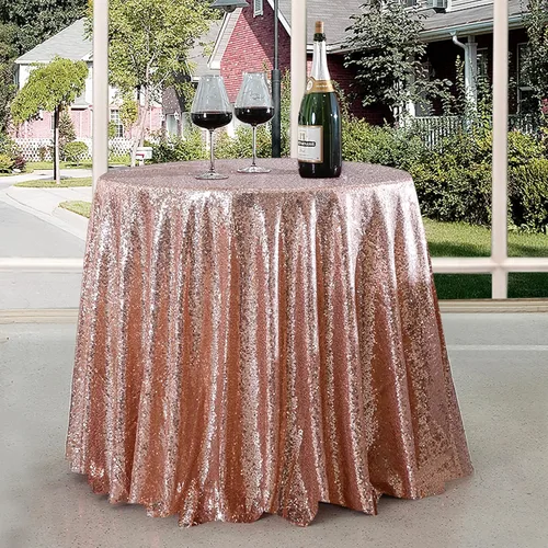 Miniatura 14 de Manteles redondos de lentejuelas negros para fiestas, de 121,9 cm, mantel redondo de purpurina ajustado, pequeño, lindo y dulce, para boda