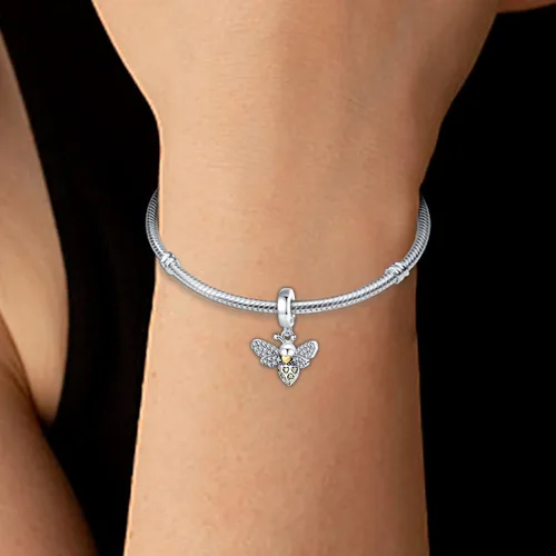 Miniatura 3 de Pulsera y collar de plata de ley 925 con dije de corazón, mariposa, loto, avión, viaje, lindo gato, cuentas, regalo para mujer