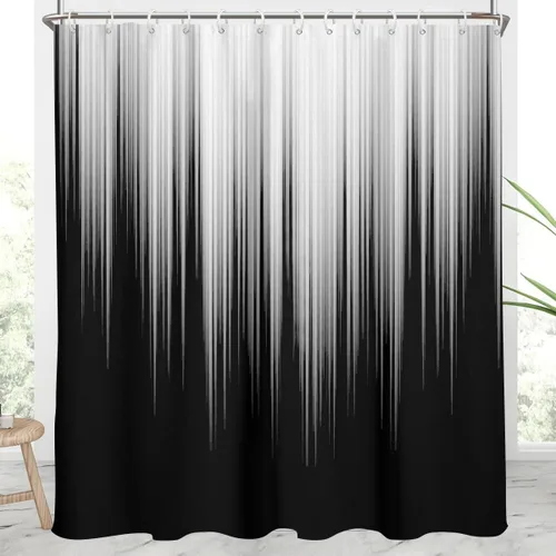 AAtter - Cortina de ducha negra y gris con arte abstracto ombre gótico gótico estético para hombres, extra larga XL grande, de tela para decoración