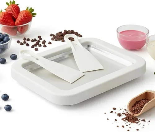Miniatura 8 de At-Home - Máquina de helados enrollada – Molde de congelación instantánea mágica para servir suave y yogur congelado. Bandeja de helado fácil