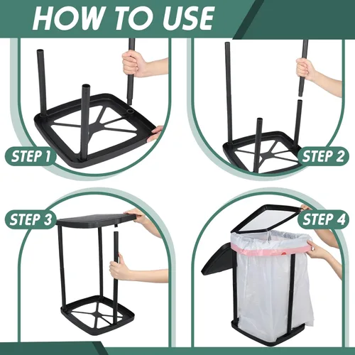 Miniatura 6 de Vicenpal Soporte portátil para bolsas de basura plegable, cubo de basura expandible para exteriores, accesorios de campamento para interiores