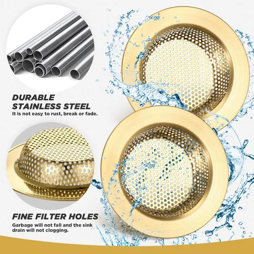Miniatura 4 de Retisee Colador de acero inoxidable para fregadero de cocina, 2 unidades, cubierta de malla para recoger alimentos, borde ancho grande de 4.4