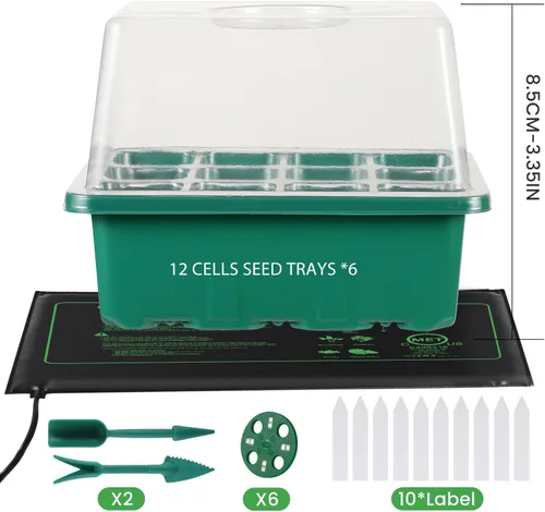 Miniatura 4 de Bandejas de inicio de semillas con luces de cultivo y tapete térmico, kit de inicio de semillas de 72 celdas con luces, 3 modos de iluminación