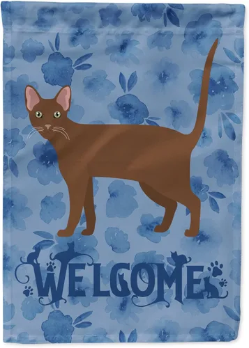 Miniatura 21 de Caroline's Treasures CK4813CHF - Bandera de bienvenida con gato abisinio azul, manga grande, para porche, para colgar en la pared, poliéster
