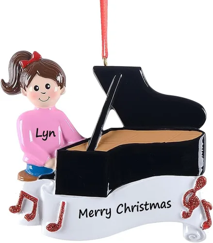 Miniatura 7 de Adorno de Navidad personalizado de piano, 2025 con piano y niño, adorno musical personalizado, adornos de Navidad con temática musical, adornos