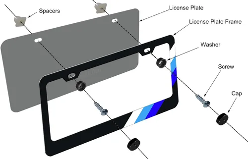 Miniatura 4 de Marco de matrícula de aluminio tricolor de 3 colores compatible con vehículo Toyota, camión, remolque, SUV. (Blanco Azul-01)