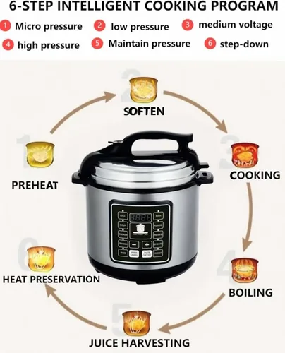 Miniatura 4 de Olla a presión eléctrica 10 en 1 con función de reserva de 24 horas, olla de cocción lenta, arrocera, wok, pastel, yogur, etc., 6 L, acero