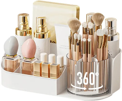 Miniatura 12 de DASITON Organizador de Maquillaje de Gran Capacidad con Soporte Giratorio de 360° para Brochas de Maquillaje, Organizadores de Almacenamiento