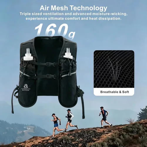 Miniatura 7 de Alpheratz Chaleco de hidratación para correr con vejiga de agua de 16.9 fl oz, correas ajustables ligeras para el pecho, mochila de hidratación