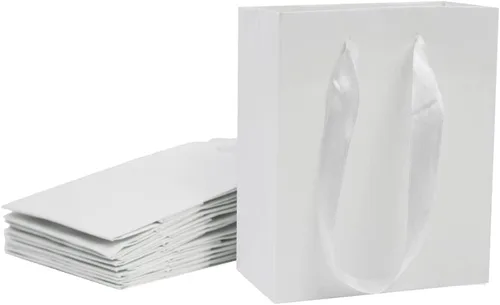 Miniatura 11 de 12 bolsas de papel de regalo extra pequeñas con asas de cinta (4.5 x 5.5 x 2.5 pulgadas), para recuerdos de fiesta, baby shower, bodas, vacaciones